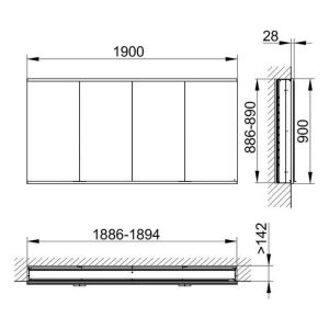 Зеркальный шкаф Keuco Royal Modular 800400191100000 190 см