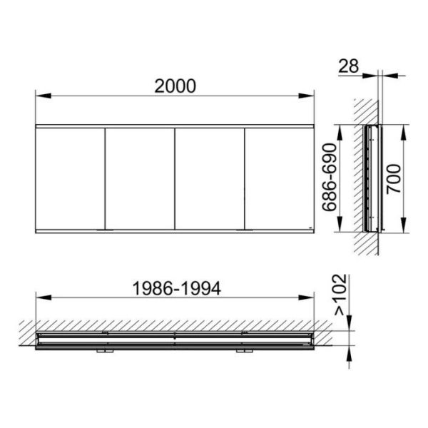 Зеркальный шкаф Keuco Royal Modular 800400200000000 200 см