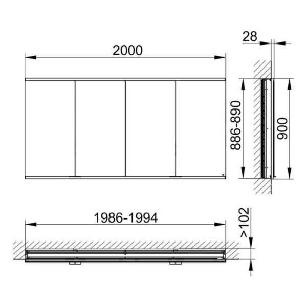 Зеркальный шкаф для ванны Keuco Royal Modular 800400170000500 170 см