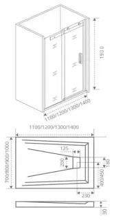 Душевое ограждение Good Door Cofe WTW-130-C-CH 130*190 профиль хром, стекло прозрачное