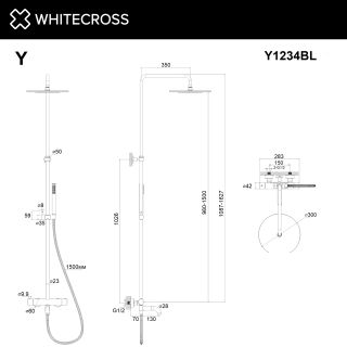 Душевая стойка термостатическая WHITECROSS Y Y1234GM оружейная сталь Душевая стойка термостатическая WHITECROSS Y Y1234GM оружейная сталь
