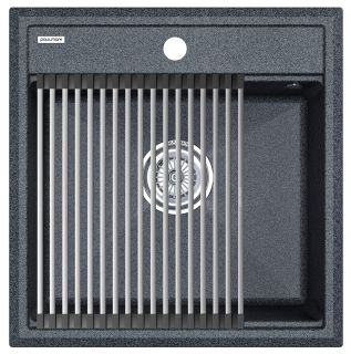 Комплект Paulmark: мойка Stepia 50 и ролл-мат Step PM115051-DG+R375-BS графит/брашированная нержавеющая сталь Комплект Paulmark: мойка Stepia 50 и ролл-мат Step PM115051-DG+R375-BS графит/брашированная нержавеющая сталь