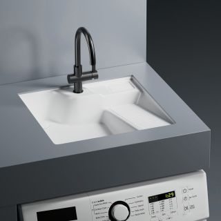 Раковина на стиральную машину встраиваемая снизу ABBER Rechteck AC2224R 54 см белый