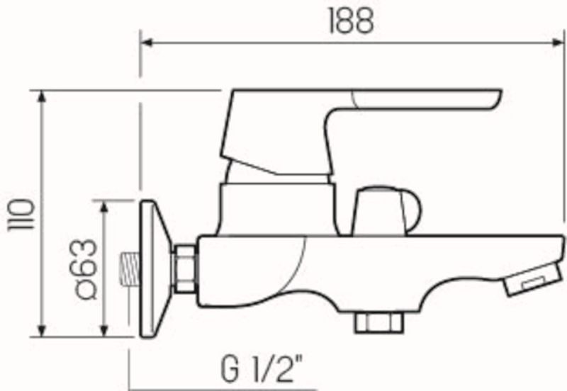 Смеситель для ванны с душем РМС SL123BL-009E хром