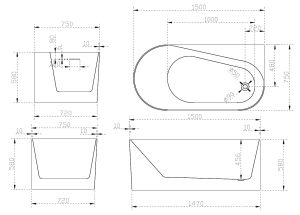 Акриловая ванна ABBER 150x75см правая AB9496-1.5 R