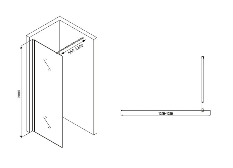 Душевая перегородка ABBER Immer Offen 120см AG61120