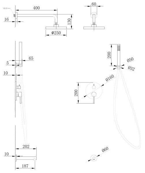 Душевая система ABBER Emotion хром AF8817