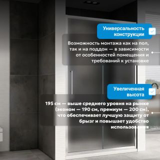 Душевая дверь ABBER Schwarzer Diamant AG30140MH 140 см профиль хром стекло матовое