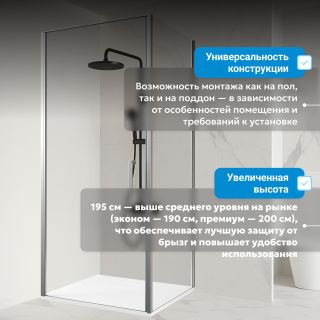Душевой уголок ABBER Sonnenstrand AG04060-S85 60x85 см профиль хром стекло прозрачное