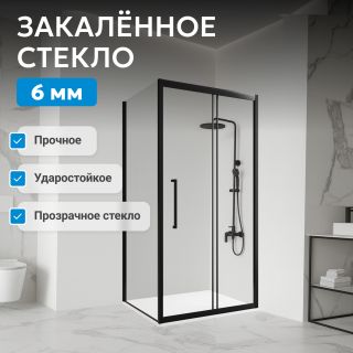 Душевой уголок ABBER Schwarzer Diamant AG30120BH-S85B 120x85 см профиль чёрный стекло прозрачное