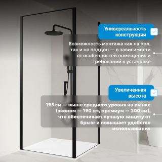 Душевой уголок ABBER Sonnenstrand AG04090B-S85B 90x85 см профиль чёрный стекло прозрачное