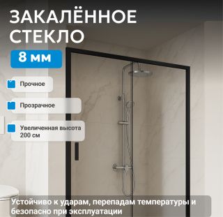 Душевая дверь ABBER Komfort AG93170B 170 см профиль чёрный стекло прозрачное