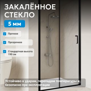 Душевая дверь ABBER Schwarzer Diamant AG30110B5 110 см профиль чёрный стекло прозрачное