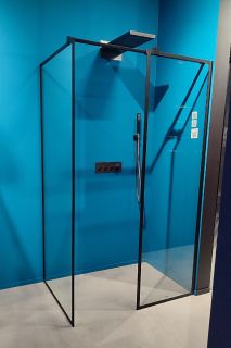 Душевой уголок ABBER Immer Offen AG67128B 120x80 см профиль чёрный стекло прозрачное