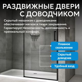 Душевая дверь ABBER Komfort AG93140B 140 см профиль чёрный стекло прозрачное