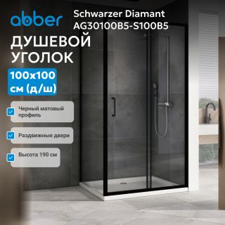 Душевой уголок ABBER Schwarzer Diamant AG30100B5-S100B5 100x100см профиль чёрный стекло прозрачное