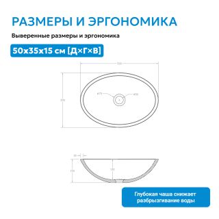 Раковина накладная ABBER Karbon AK2042 50 см чёрный