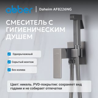 Гигиенический душ со смесителем ABBER Daheim  AF8226NG оружейная сталь