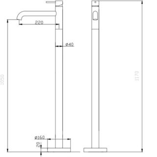 Напольный смеситель для раковины ABBER Wasser Kreis AF8140NG оружейная сталь