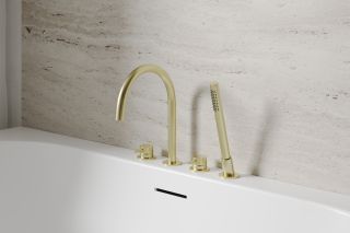 Смеситель на борт ванны ABBER Wasser Kreis AF8113BG брашированное золото