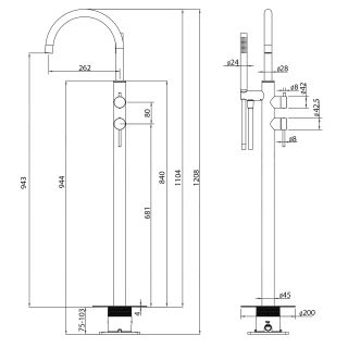 Напольный смеситель для ванны ABBER Wasser Kreis AF8115BST брашированная сталь