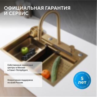 Кухонная мойка ABBER Wasser Kreis AF2194G золото матовое