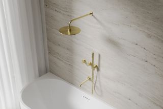 Душевой комплект ABBER Wasser Kreis 316 AF8150BG с термостатом брашированное золото
