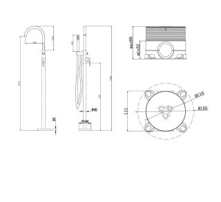 Напольный смеситель для ванны ABBER Wasser Kreis AF8115N хром