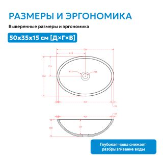Раковина накладная прозрачная ABBER Kristall AT2802Saphir 50 см синий