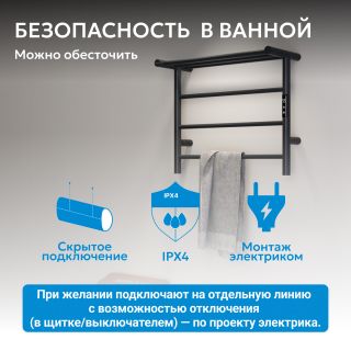 Полотенцесушитель электрический ABBER Standard AH4614MB 50x60 см чёрный матовый