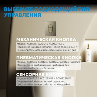 Кнопка смыва ABBER AC0124BG пневматическая брашированное золото