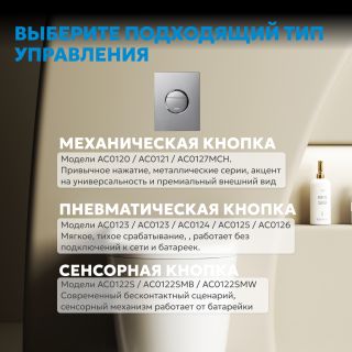 Кнопка смыва ABBER AC0126 пневматическая хром