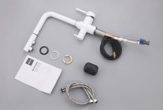 Смеситель для кухни ABBER Emotion AF8814W с подключением к фильтру и выдвижной лейкой белый матовый