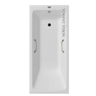 Ванна чугунная Vinsent Veron Kingston VKN1808050H/VH0012BR-AS с ручками бронзовыми 180х80 см