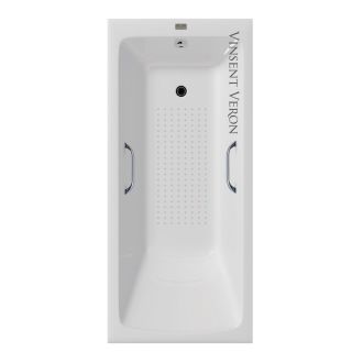 Ванна чугунная Vinsent Veron Kingston VKN1808050H/VH0012CH-AS с ручками хром 180х80 см