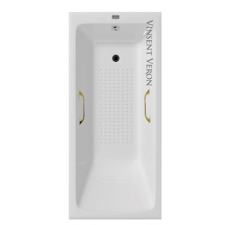 Ванна чугунная Vinsent Veron Kingston VKN1808050H/VH0012GD-AS с ручками золотыми 180х80 см