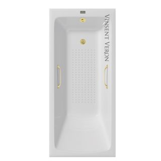 Ванна чугунная Vinsent Veron Kingston VKN1808050H/VH0012MGD-AS  с ручками золото матовое 180х80 см