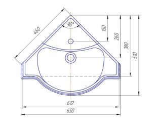 Угловая раковина Kirovit Классик 65см белый SD-00000374