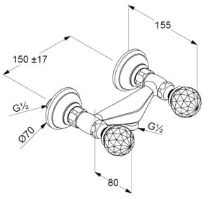 Смеситель для душа Kludi 1926 позолоченный 5161045G4