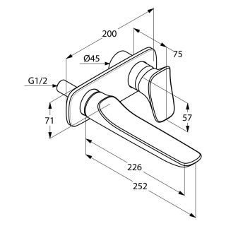 Встраиваемый смеситель для раковины Kludi Ambienta хром 532450575 Встраиваемый смеситель для раковины Kludi Ambienta хром 532450575