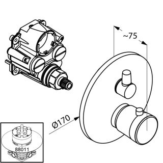 Встраиваемый смеситель для ванны и душа Kludi Balance с термостатом хром 528300575 Встраиваемый смеситель для ванны и душа Kludi Balance с термостатом хром 528300575