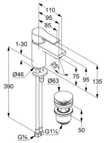 Смеситель для раковины Kludi Zenta SL Push-Open хром 482660565