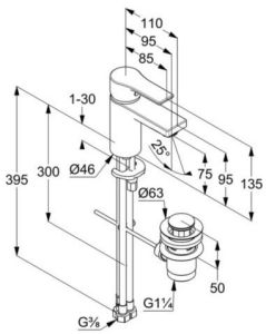 Смеситель для раковины Kludi Zenta SL хром 482770565