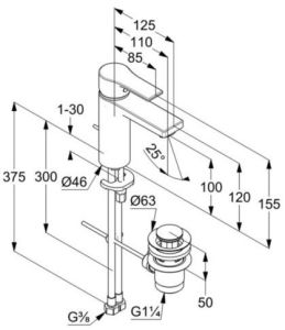Смеситель для раковины Kludi Zenta SL хром 482900565