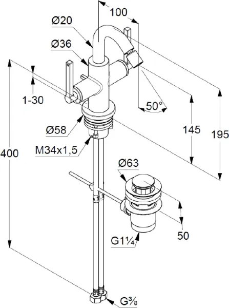 Смеситель для биде Kludi Nova Fonte Puristic 203130515 хром