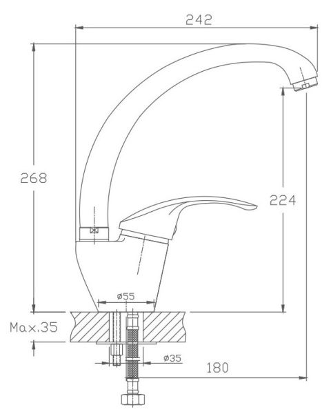 Смеситель для кухни Haiba HB4121-5 сатин