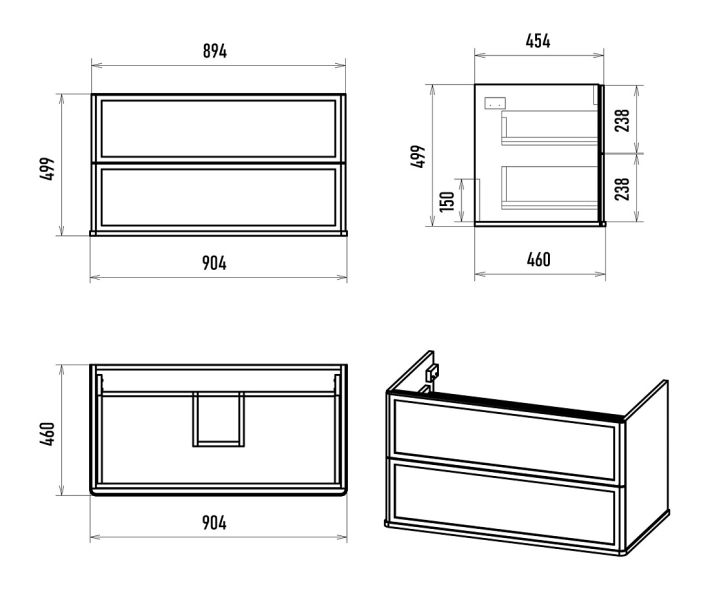 Подвесная тумба под раковину Brevita Verde 90 УТ000026839 зеленый