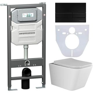 Комплект с инсталляцией Ceramica Nova CN3007_1002B_1000 унитаз Metric CN3007 крышка-сиденье с микролифтом и инсталляция Envision CN1002B с чёрной матовой кнопкой смыва Flat Комплект с инсталляцией Ceramica Nova CN3007_1002B_1000 унитаз Metric CN3007 крышка-сиденье с микролифтом и инсталляция Envision CN1002B с чёрной матовой кнопкой смыва Flat