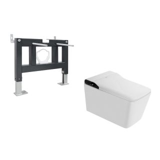 Комплект ABBER AC1215S-AC0101P подвесной электронный унитаз-биде Rechteck AC1215S белый с импульсным смывом с инсталляцией AC0101P