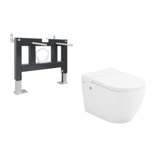 Комплект ABBER AC1108P-AC0101P подвесной унитаз Bequem AC1108P белый с импульсным смывом с инсталляцией AC0101P